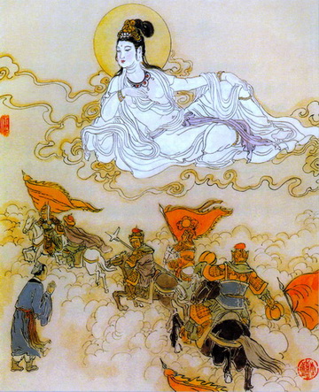 《普門品》圖文釋義 40、救戰(zhàn)火官非難圖 \